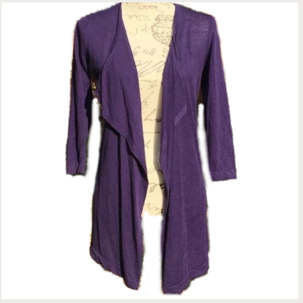 BODEN silk linen open cardigan purple WK626 Size 4
